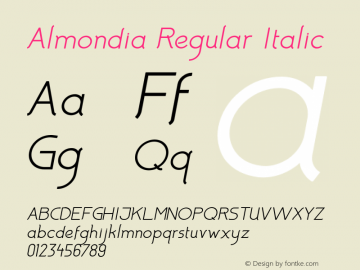 Almondia-RegularItalic Version 1.000图片样张