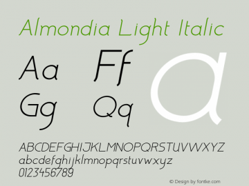 Almondia-LightItalic Version 1.000图片样张