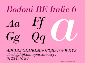 BodoniBE-Italic6 Version 001.002图片样张