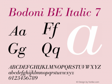 BodoniBE-Italic7 Version 001.002图片样张