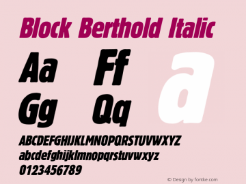 BlockBerthold-Italic2 Version 001.000图片样张