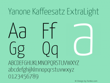 Yanone Kaffeesatz ExtraLight Version 1.003图片样张