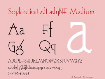 SophisticatedLadyNF Medium Macromedia Fontographer 4.1.5 12/6/04 Font Sample