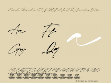Monita Signature PERSONAL USE Regular Italic Version 1.000;FEAKit 1.0图片样张