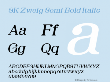 SK Zweig Semi Bold Italic Version 1.000图片样张