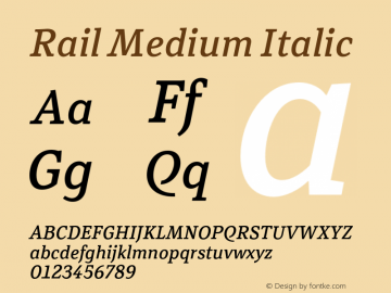 Rail-MediumItalic Version 2.001图片样张