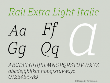 Rail Extra Light Italic Version 2.001图片样张