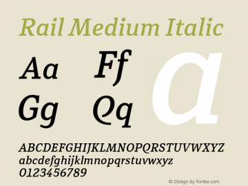 Rail Medium Italic Version 2.001图片样张