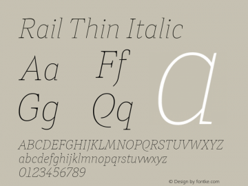 Rail Thin Italic Version 2.001图片样张