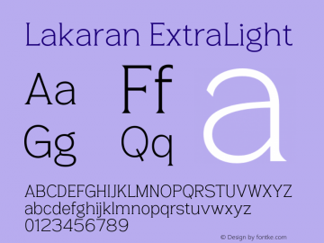 Lakaran-ExtraLight Version 1.001;Fontself Maker 3.5.4图片样张