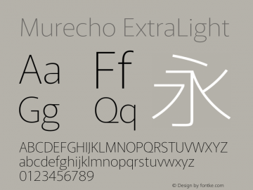Murecho ExtraLight Version 1.010; ttfautohint (v1.8.3)图片样张