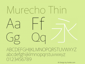 Murecho Thin Version 1.010; ttfautohint (v1.8.3)图片样张