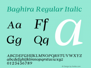 Baghira Regular Italic Version 1.000 | web-ttf图片样张