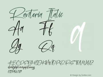 Ranteria Italic Version 1.00;October 27, 2021;FontCreator 13.0.0.2683 64-bit图片样张