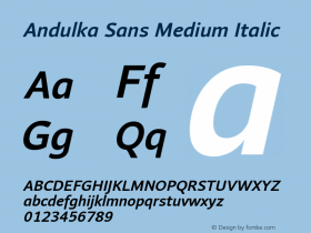 Andulka Sans Medium Italic Version 1.000 2021 | web-ttf图片样张