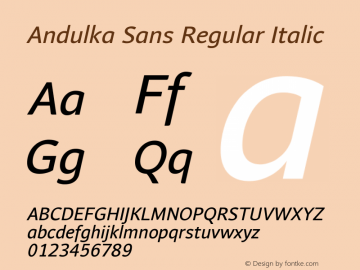 Andulka Sans Italic Version 1.000 2021 | web-ttf图片样张