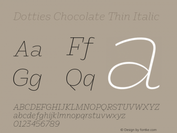 Dotties Chocolate Thin Italic Version 1.000;Dotties Chocolate图片样张