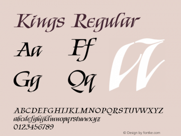 Kings Regular Version 1.010; ttfautohint (v1.8.3)图片样张