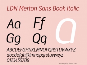 LDN Merton Sans Book Italic Version 1.002;PS 001.002;hotconv 1.0.88;makeotf.lib2.5.64775图片样张