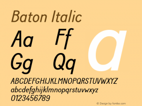 Baton Regular Italic Version 2.001图片样张