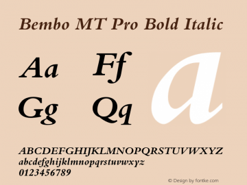 Bembo MT Pro Bold Italic Version 1.00 Build 1000图片样张