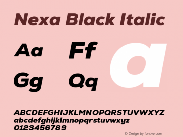 Nexa Black Italic Version 2.000;hotconv 1.0.109;makeotfexe 2.5.65596图片样张