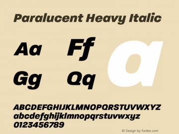 Paralucent Heavy Italic Version 7.000;FEAKit 1.0图片样张