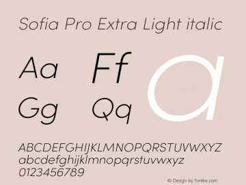 Sofia Pro Extra Light italic Version 4.0图片样张
