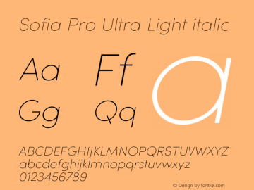 Sofia Pro Ultra Light italic Version 4.0图片样张