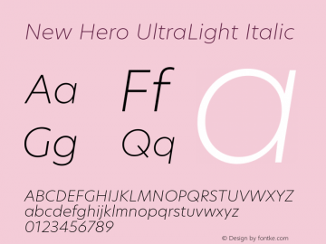 New Hero UltraLight Italic Version 2.002图片样张