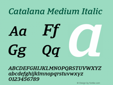 Catalana Medium Italic Version 7.000; ttfautohint (v1.4.1)图片样张