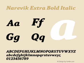 Narevik Extra Bold Italic Version 1.001图片样张