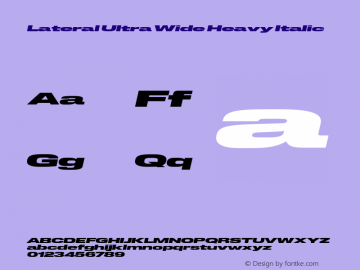 Lateral Ultra Wide Heavy Italic Version 1.001;FEAKit 1.0图片样张