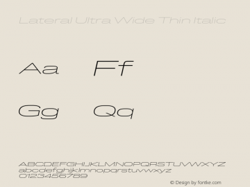 Lateral Ultra Wide Thin Italic Version 1.001;FEAKit 1.0图片样张