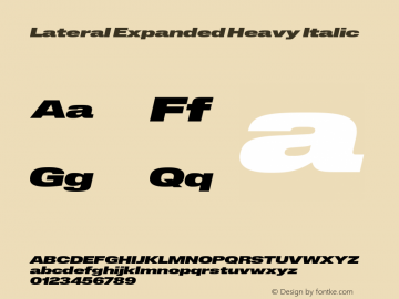 Lateral Expanded Heavy Italic Version 1.001;FEAKit 1.0图片样张