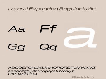 Lateral Expanded Regular Italic Version 1.001;FEAKit 1.0图片样张