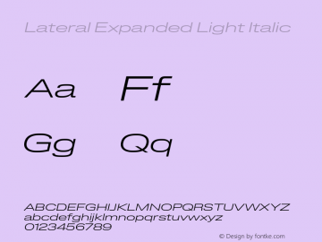 Lateral Expanded Light Italic Version 1.001;FEAKit 1.0图片样张