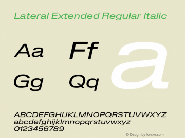 Lateral Extended Regular Italic Version 1.001;FEAKit 1.0图片样张