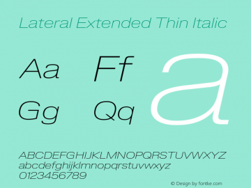 Lateral Extended Thin Italic Version 1.001;FEAKit 1.0图片样张
