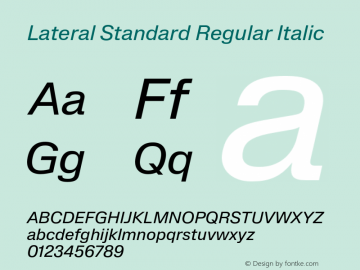 Lateral Standard Regular Italic Version 1.001;FEAKit 1.0图片样张