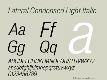 Lateral Condensed Light Italic Version 1.001;FEAKit 1.0图片样张