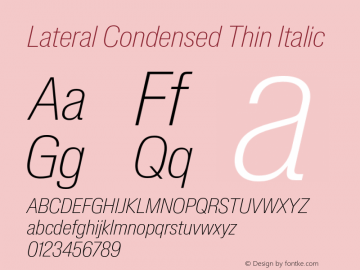 Lateral Condensed Thin Italic Version 1.001;FEAKit 1.0图片样张