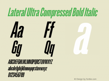 Lateral Ultra Compressed Bold Italic Version 1.001;FEAKit 1.0图片样张