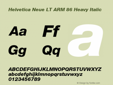 Helvetica Neue LT ARM 86 Hv It Version 1.00图片样张