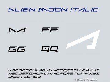 Alien Moon Italic Version 1.00;November 12, 2021;FontCreator 12.0.0.2567 64-bit图片样张