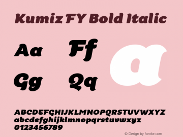 Kumiz FY Bold Italic Version 1.000图片样张