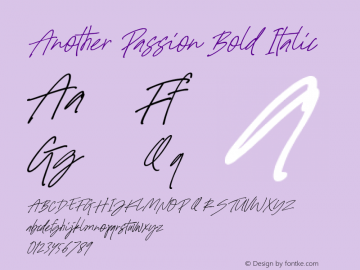 Another Passion Bold Italic 1.000图片样张