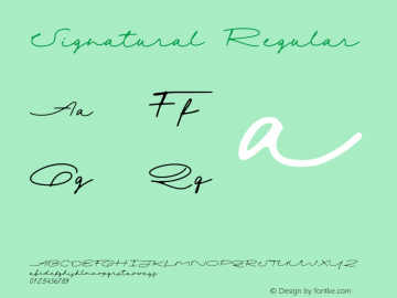 Signatural Regular Version 1.00;November 15, 2021;FontCreator 13.0.0.2681 64-bit图片样张