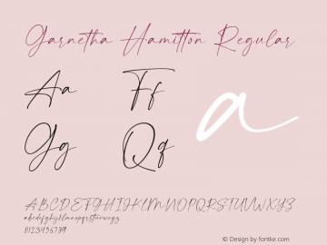 Garnetha Hamitton Version 1.00;November 5, 2021;FontCreator 12.0.0.2547 64-bit图片样张