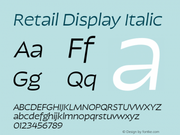 Retail Display Italic Version 1.000;PS 0.0;hotconv 16.6.54;makeotf.lib2.5.65590图片样张